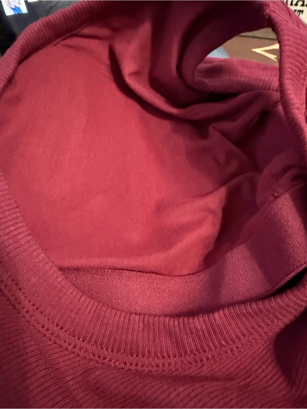 NWT Ribbed Tank Top with Built-In Bra, Burgundy Size Medium - Picture 3 of 4
